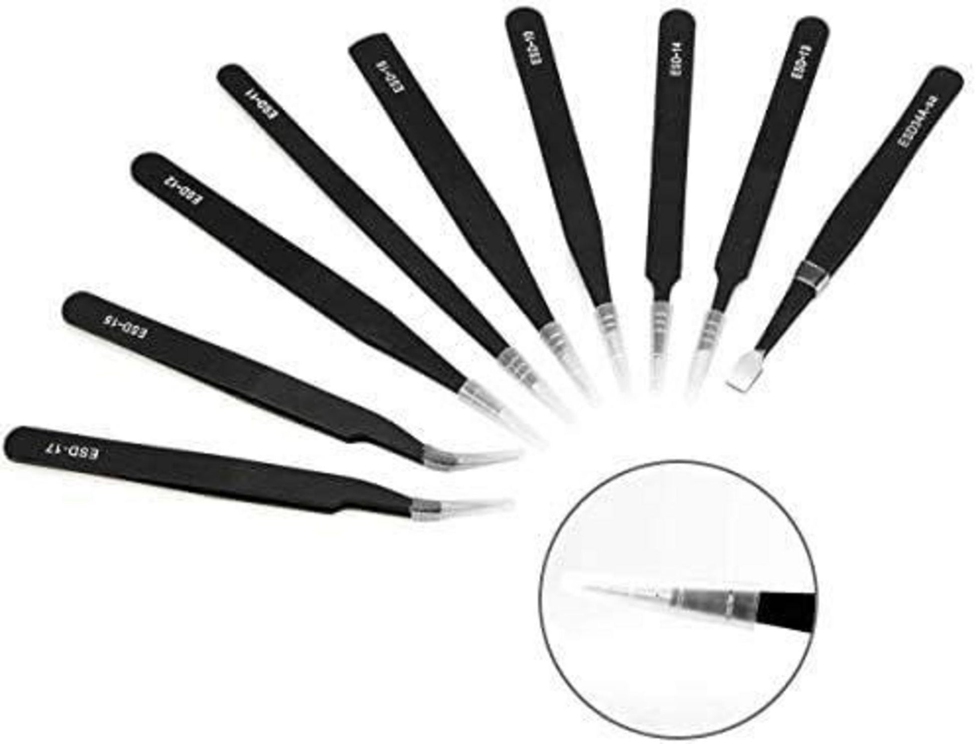 10PCS ESD Pinzetten-Set Präzisions-Anti-Statik Multifunktions-Pinzette
