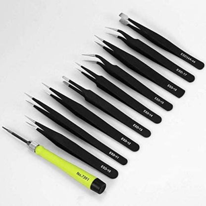 10PCS ESD Pinzetten Set Präzisions-Antistatik-Kit Edelstahl