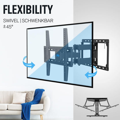 TV Wandhalterung Schwenkbar Neigbar 26-65 Zoll 45kg VESA 75x75-400x400mm