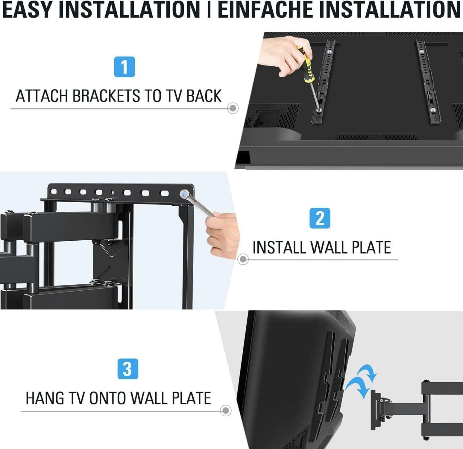 TV Wandhalterung Schwenkbar Neigbar für 26-65 Zoll Fernseher bis 45kg