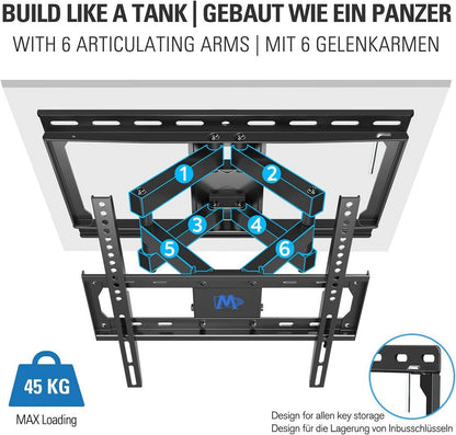 TV Wandhalterung Schwenkbar Neigbar für 26-65 Zoll Fernseher bis 45kg