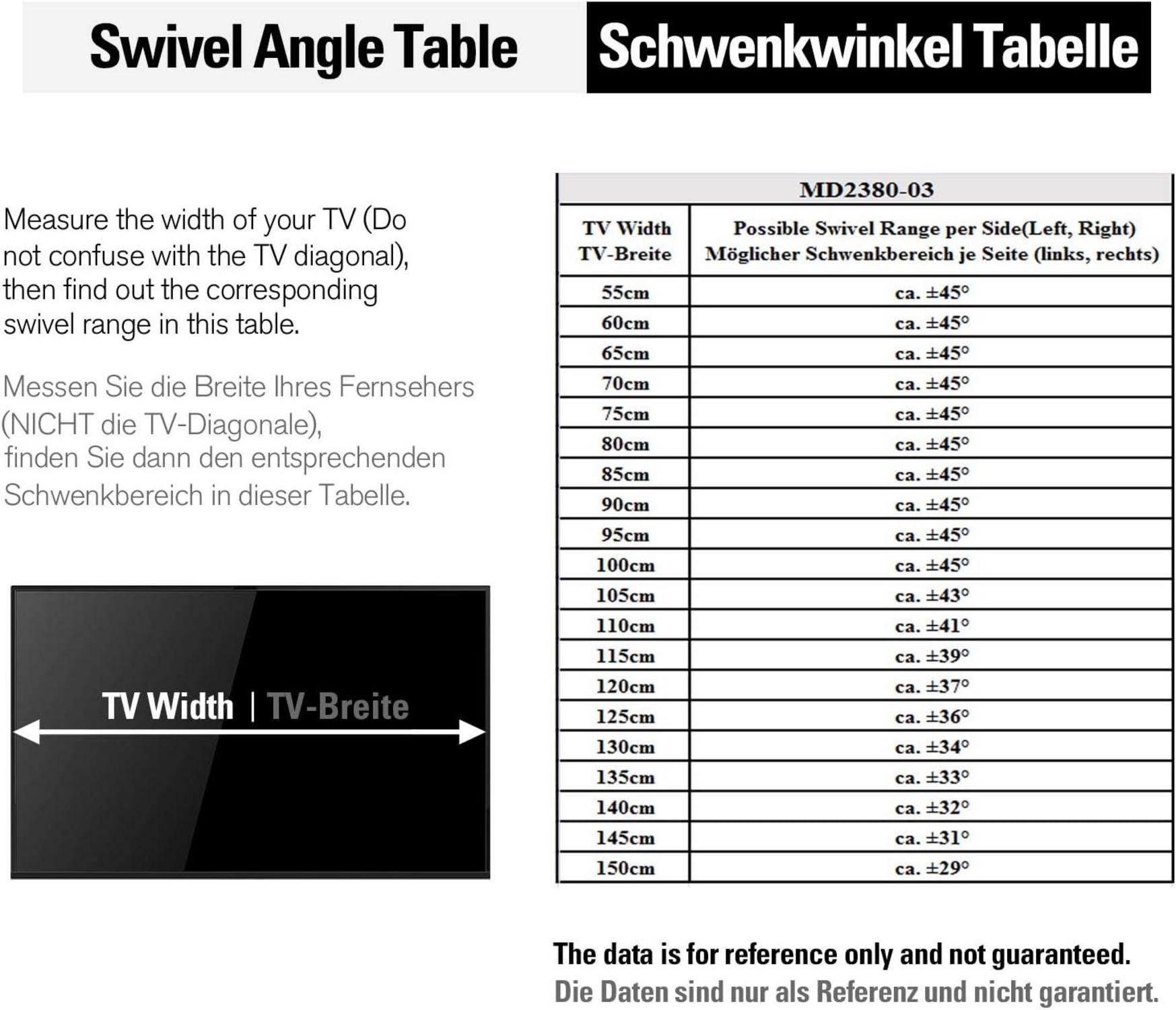 TV Wandhalterung Schwenkbar Neigbar 26-65 Zoll 45kg VESA 75x75-400x400mm