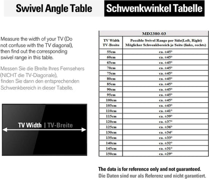 TV Wandhalterung Schwenkbar Neigbar 26-65 Zoll 45kg VESA 75x75-400x400mm