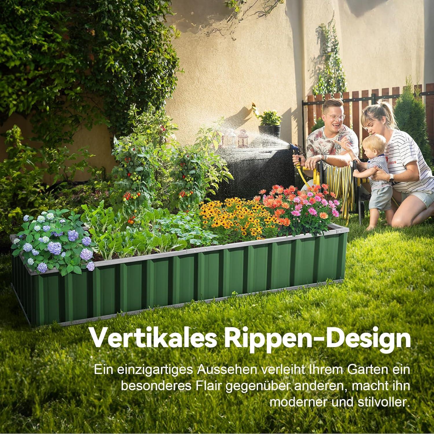 Hochbeet Metall 174x90x30cm Pflanzkübel Blumenkasten