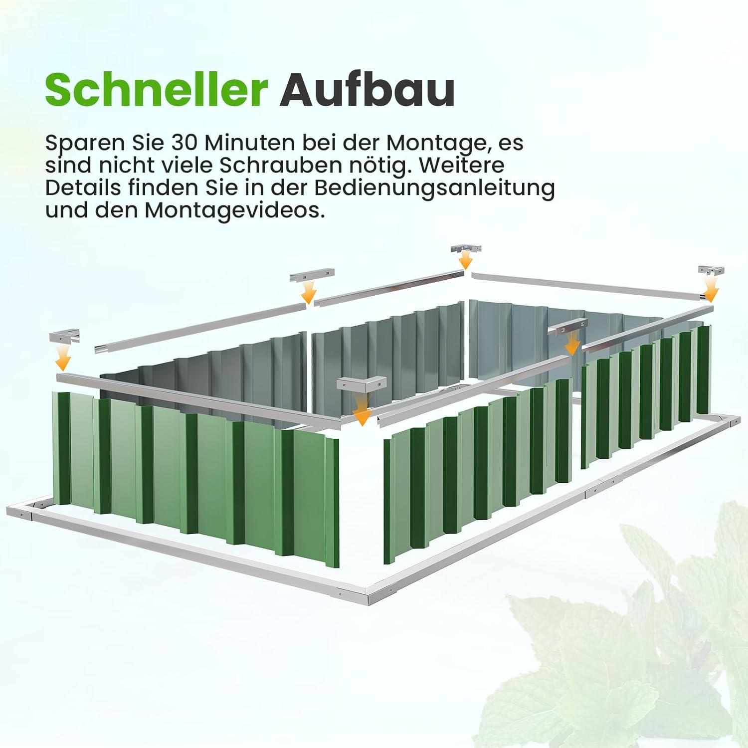 Hochbeet Metall 174x90x30cm Pflanzkübel Blumenkasten T-Etiketten