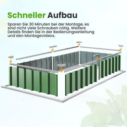 Hochbeet Metall 174x90x30cm Pflanzkübel Blumenkasten T-Etiketten