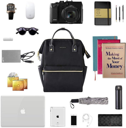 Laptop Rucksack Damen Herren 15,6 Zoll Schwarz Wasserdicht USB Ladeanschluss