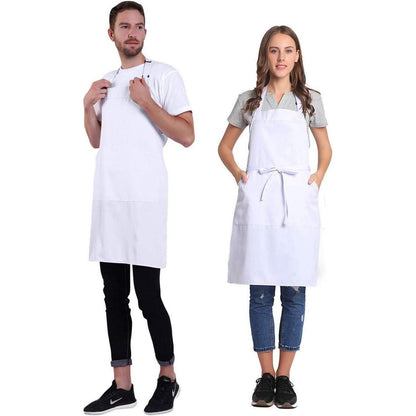 Verstellbare Kochschürze mit Tasche – Weiß XL