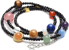 Edelstein-Armband mit Sonnensystem Planeten Schwarz