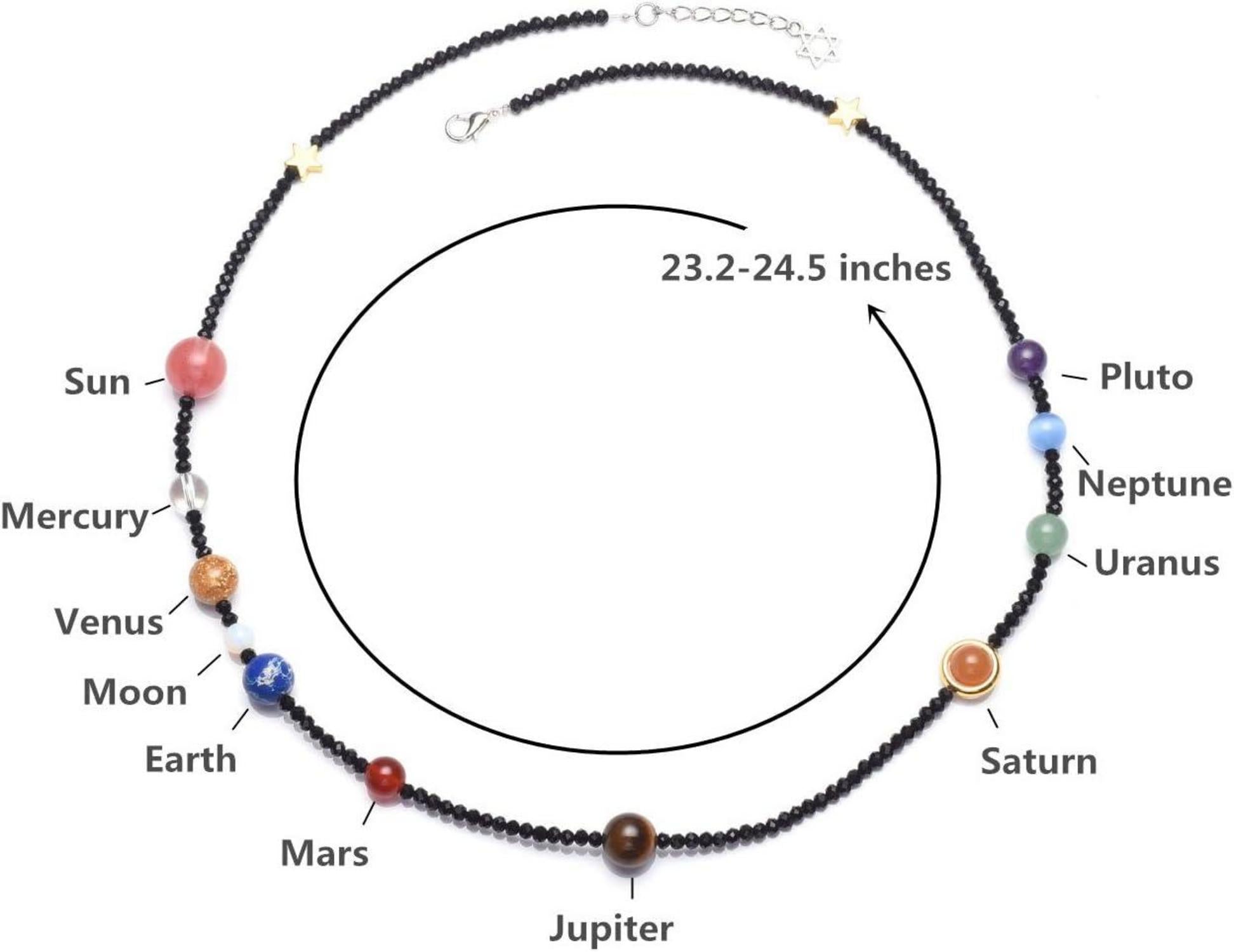 Edelstein-Armband Planet Sonnensystem Schwarz 9-Planeten