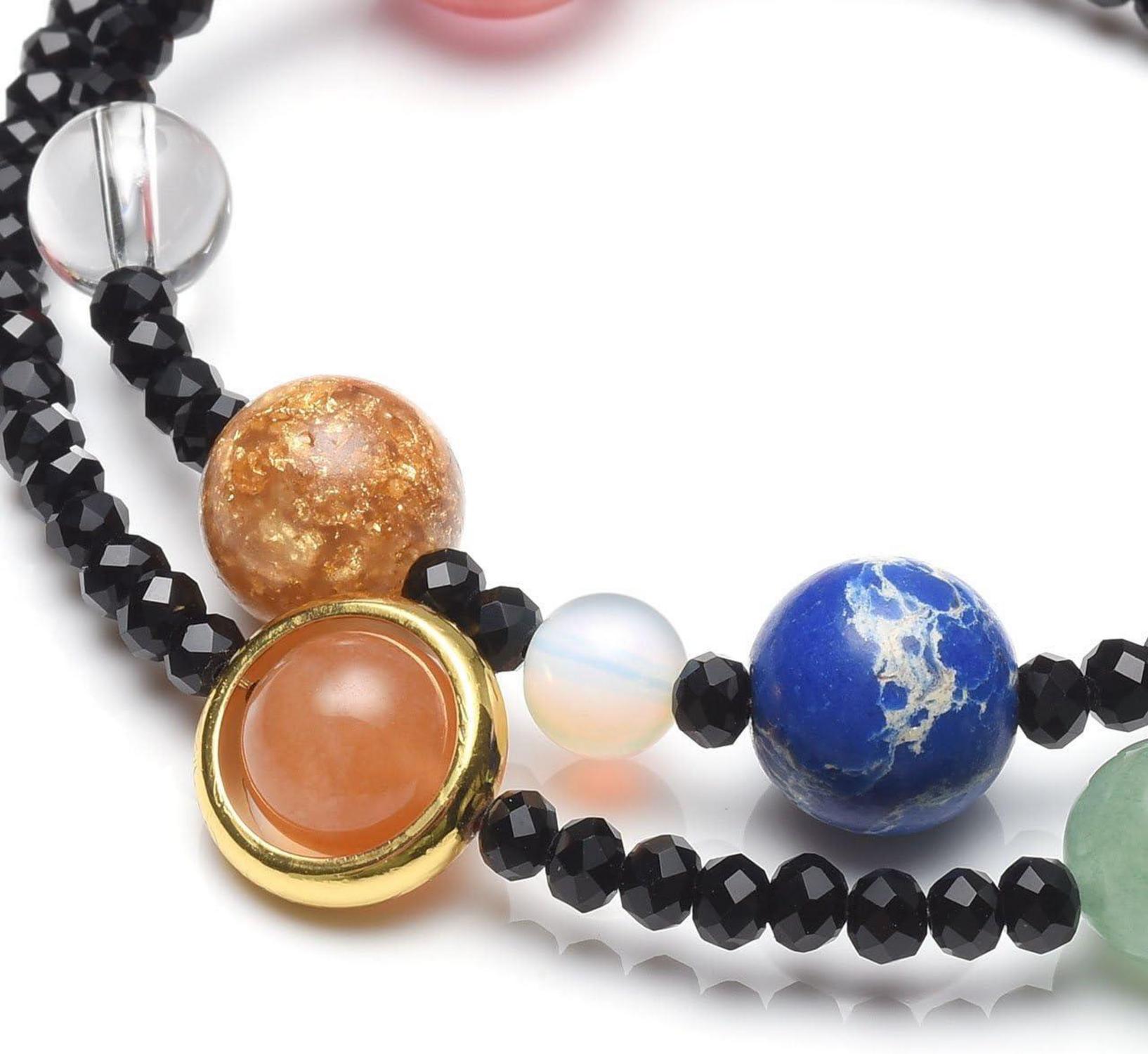 Energiearmband Edelstein Armreif Planet Asteroid Sonnensystem Schwarz