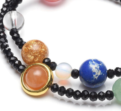 Energiearmband Edelstein Armreif Planet Asteroid Sonnensystem Schwarz