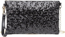 Mini Pailletten Clutch für Damen Schwarz Umhängetasche