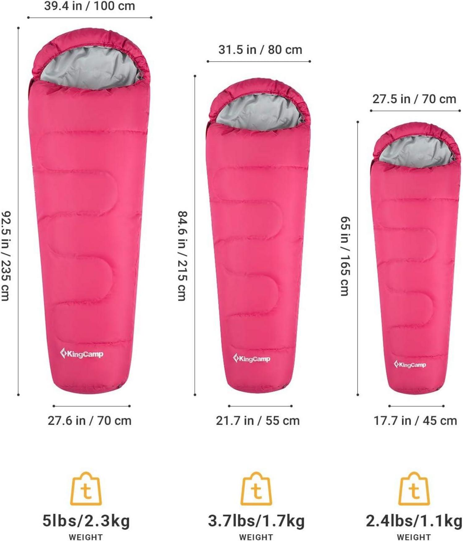 Mumienschlafsack KingCamp 3-4 Jahreszeiten Kälte 165 x 70 cm