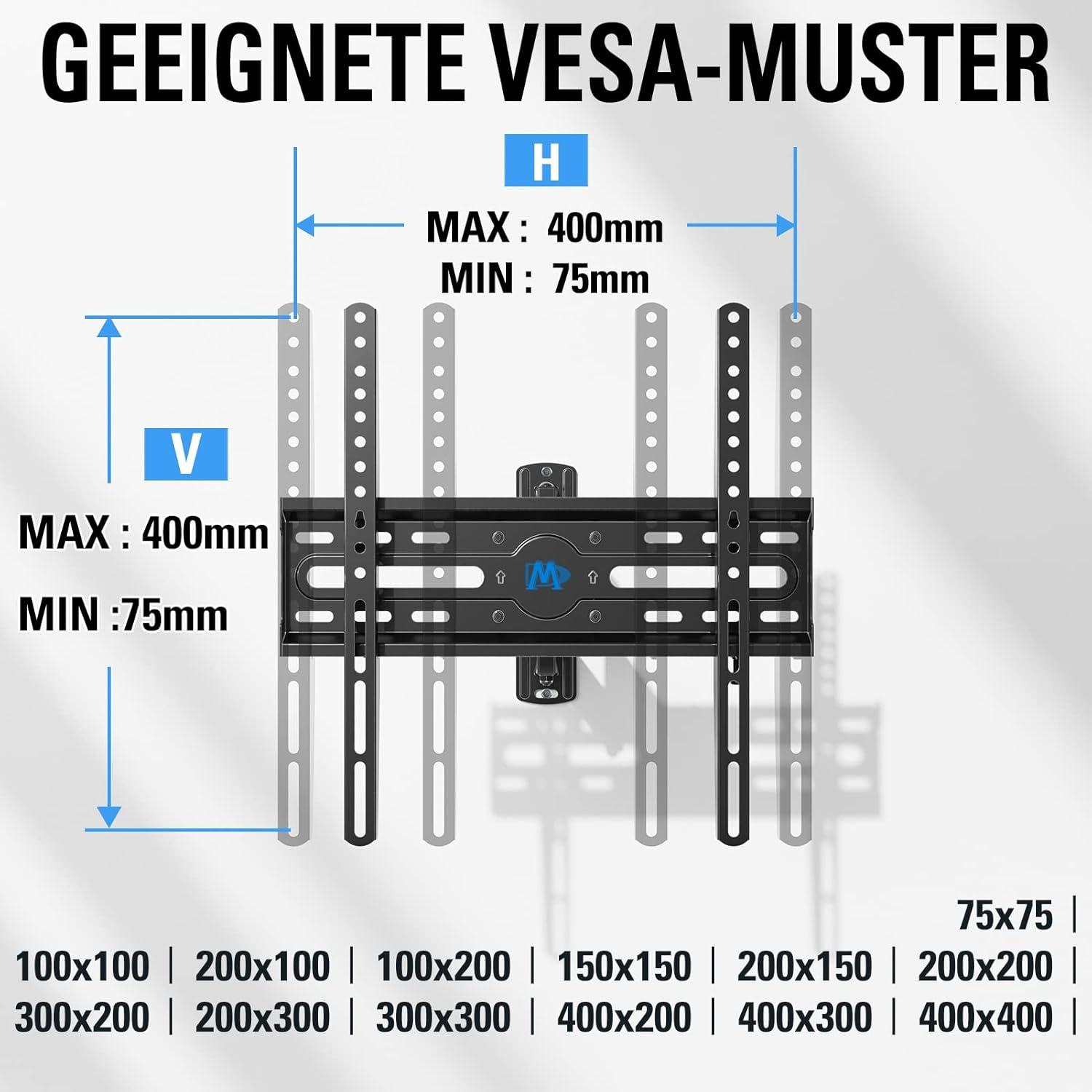 TV Wandhalterung Schwenkbar Neigbar 26-60 Zoll VESA 400x400mm