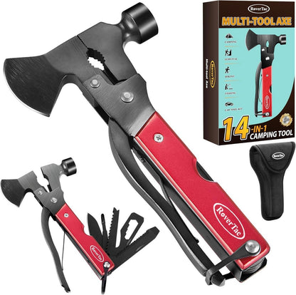 Multitool Beil Survival Gear 14-in-1 Camping Geschenk Rot