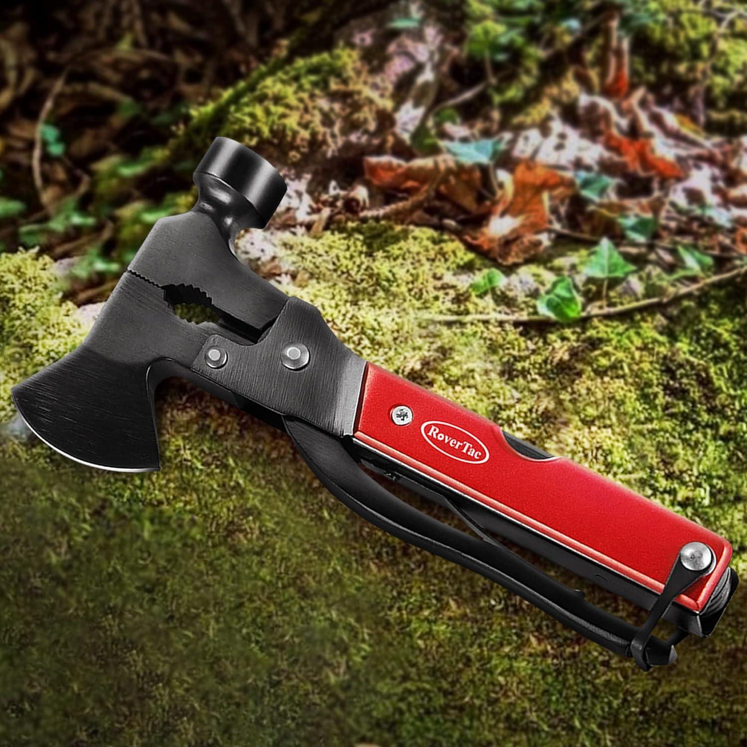 Multitool Beil Survival Gear 14-in-1 Camping Geschenk Rot