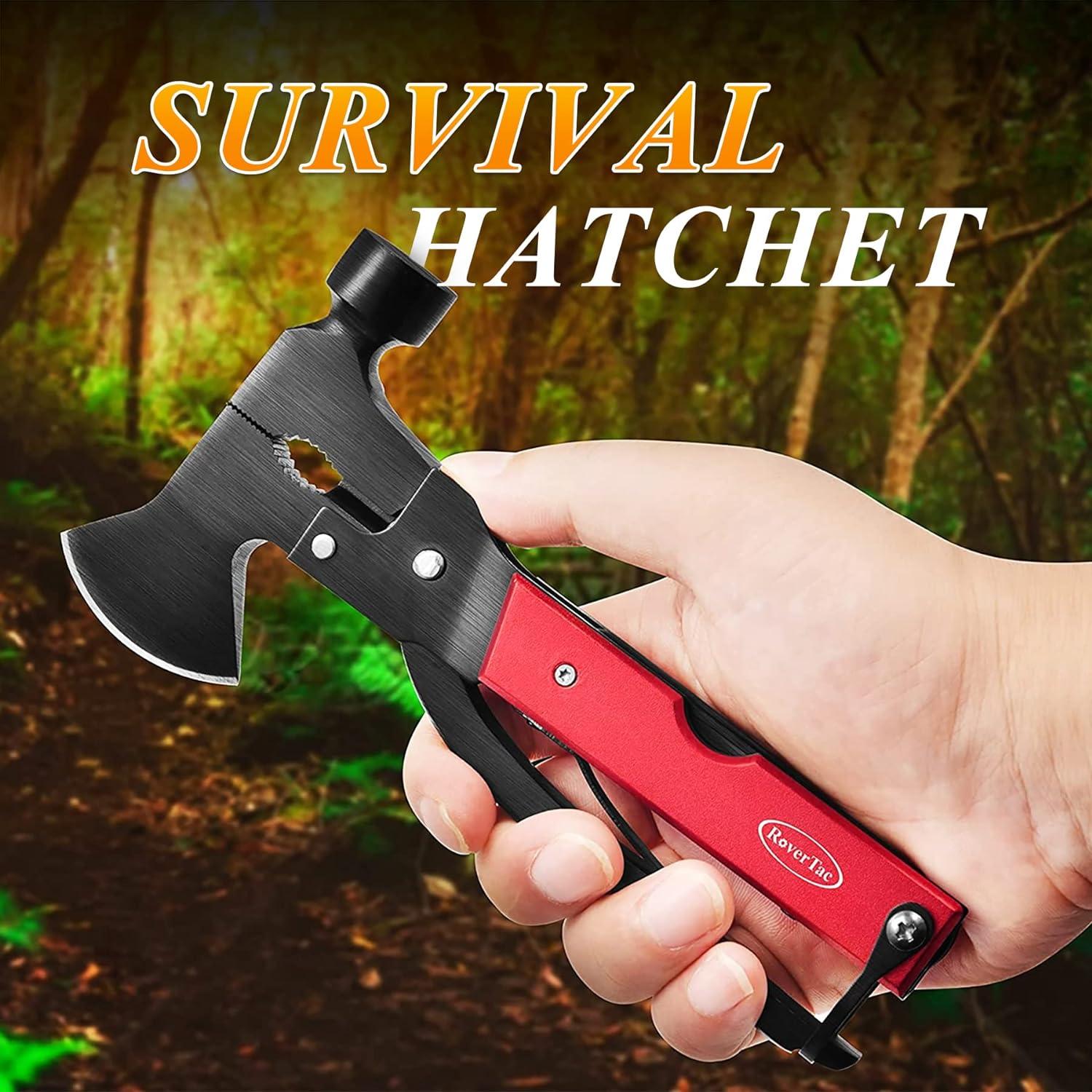 Multitool Beil RoverTac Hatchet Survival Gear 14-in-1 Männergeschenk Rot