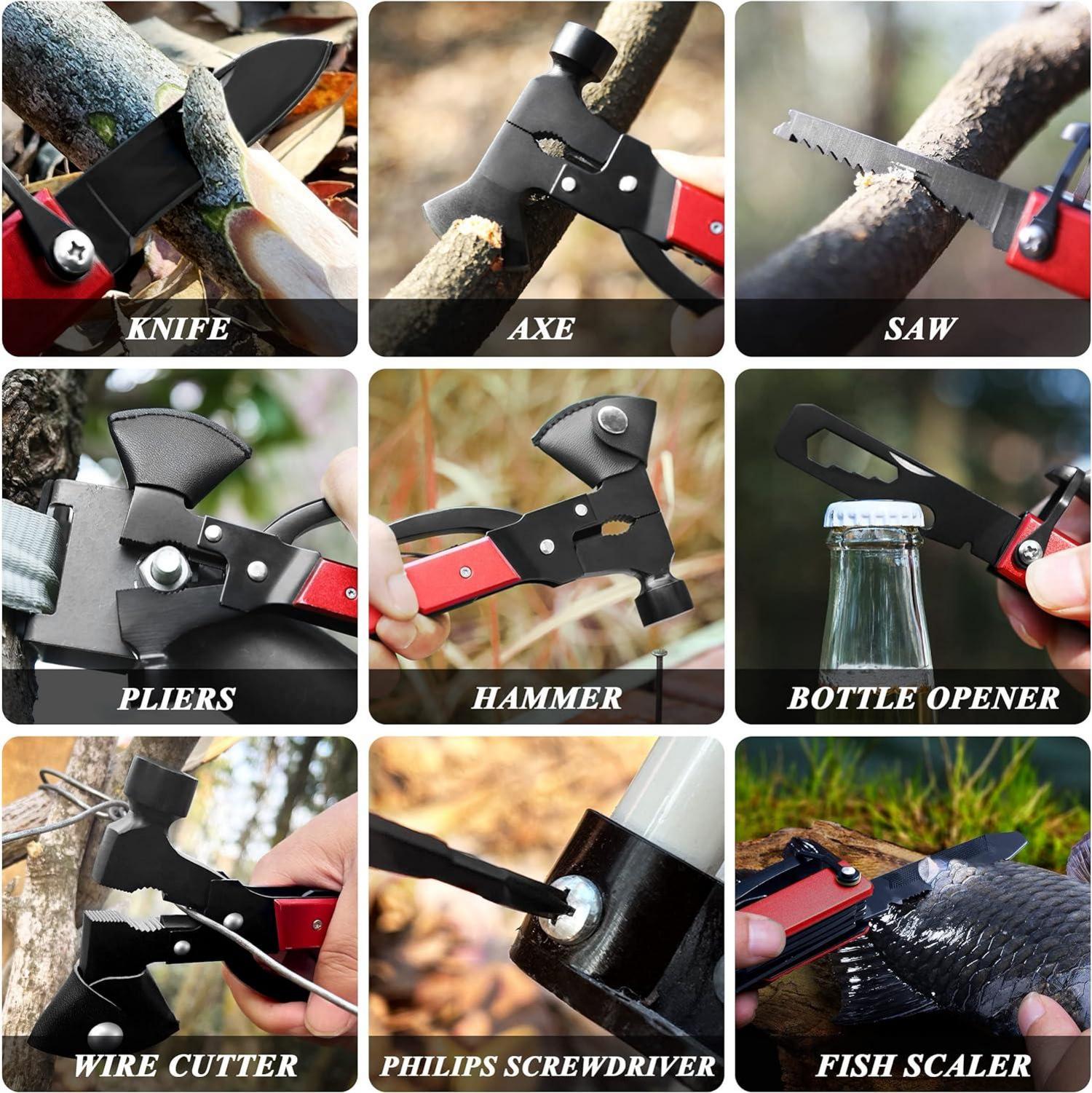 Multitool Beil Survival Gear 14-in-1 Messer Hammer Zange Säge für