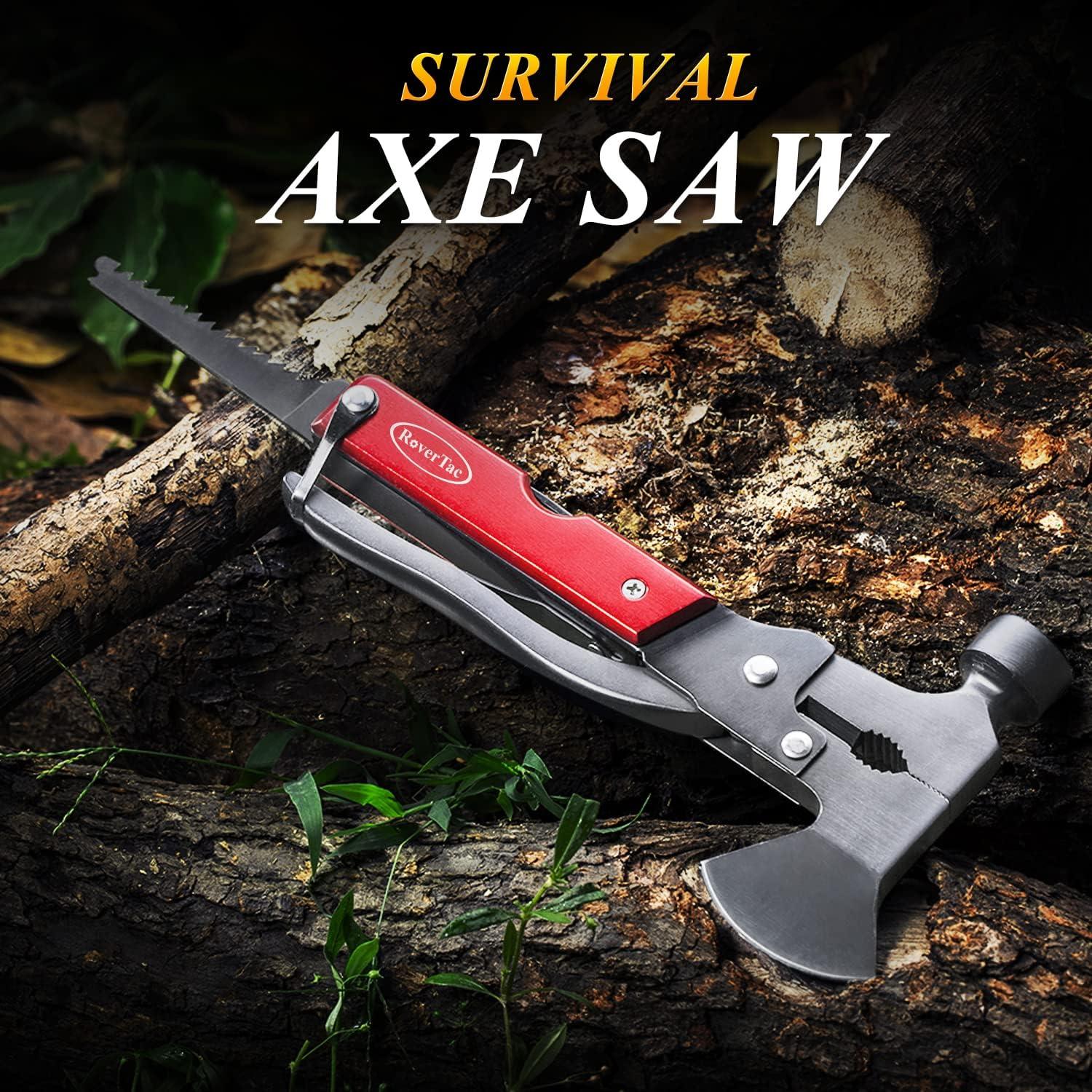 Multitool Beil RoverTac Hatchet Survival Gear 14-in-1 Männergeschenk Rot
