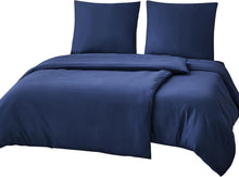 Bettwäsche Set Dunkelblau Mikrofaser 135x200 4-teilig