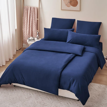Bettwäsche 135x200 Blau 4-teilig Mikrofaser Reißverschluss