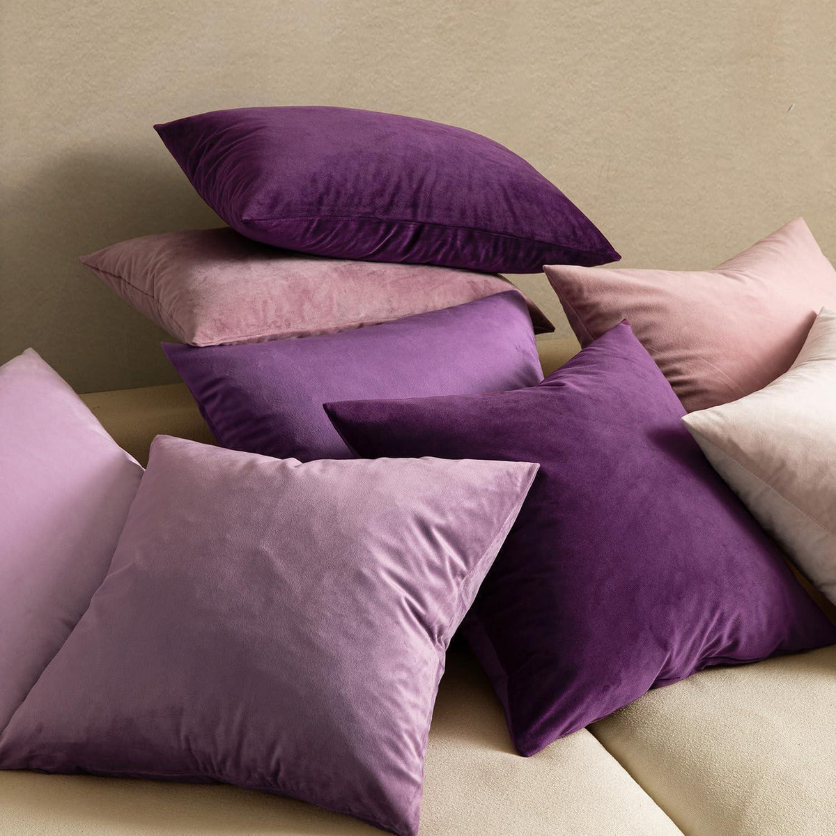 Samtkissenbezug 40x40 cm Aubergine - 2er Set