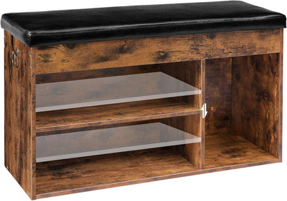 Schuhbank Sitzbank Vintage Stil Schuhschrank 3 Fächer 82x31,5x46,5cm
