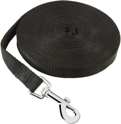 Schleppleine für Hunde 20m Nylon Trainingsleine D-Karabiner Griffpolster Black