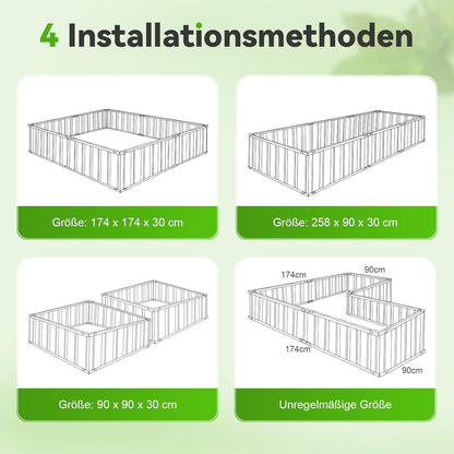 Hochbeet Metall 258x90x30cm verzinkt Pflanzkübel Gartenbeet Grau