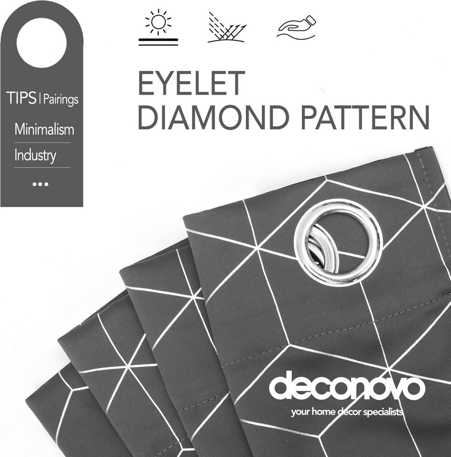 Deconovo Verdunkelungsvorhänge Blickdicht Hellgrau 138x117cm 2er Set