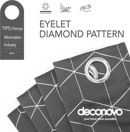 Deconovo Verdunkelungsvorhänge Blickdicht Hellgrau 138x117cm 2er Set