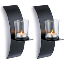 2er Set Wand Kerzenhalter Schwarz Metall Teelichthalter