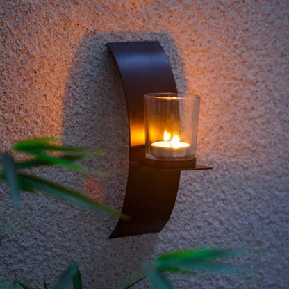 2er Set Wand Kerzenhalter Schwarz Metall Teelichthalter