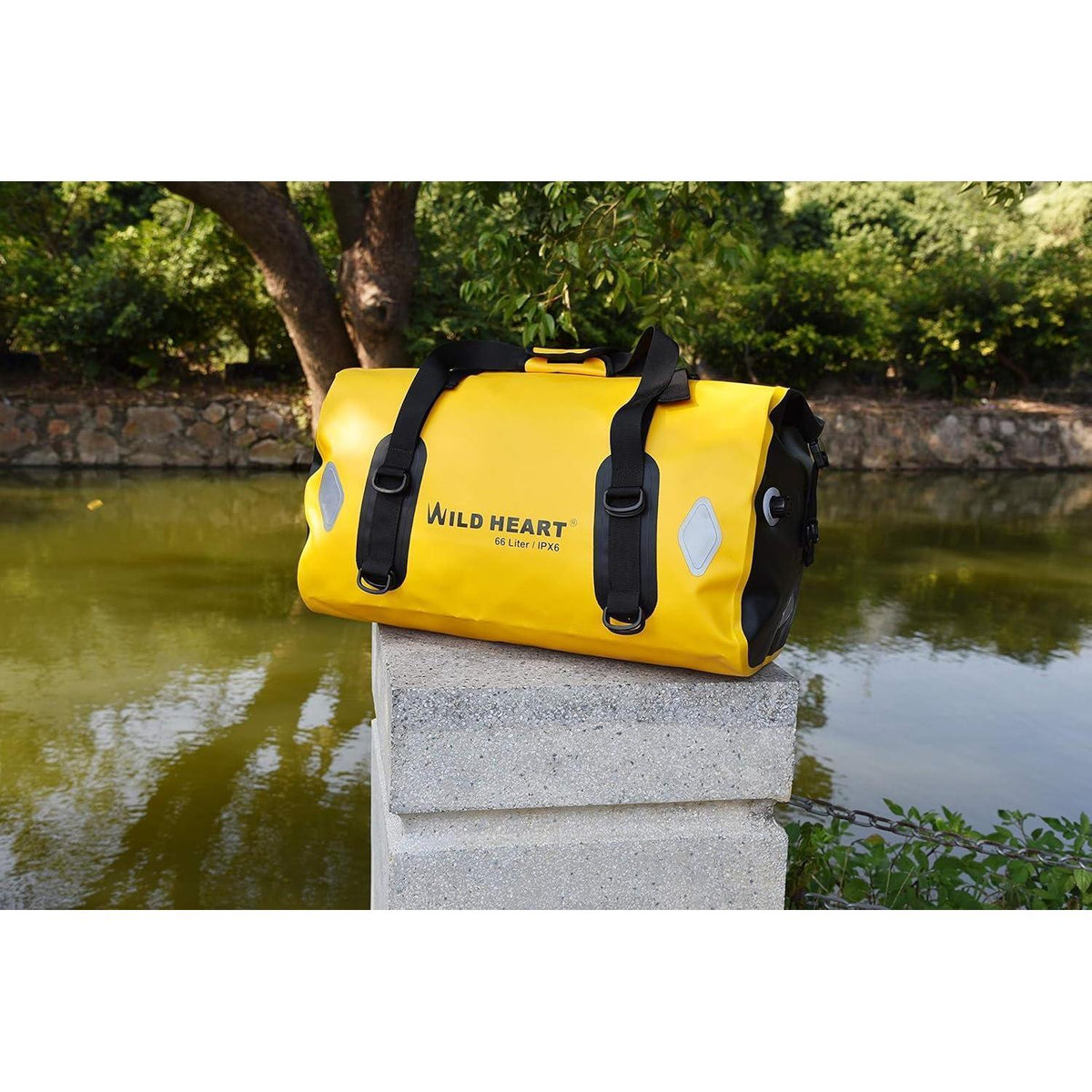 Wasserdichte Motorradtasche 55L/66L/77L Gelb mit Reflektoren