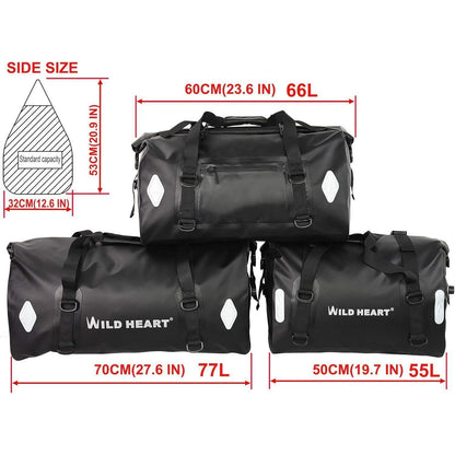 Wasserdichte Motorradtasche 55L/66L/77L – Robust & Vielseitig