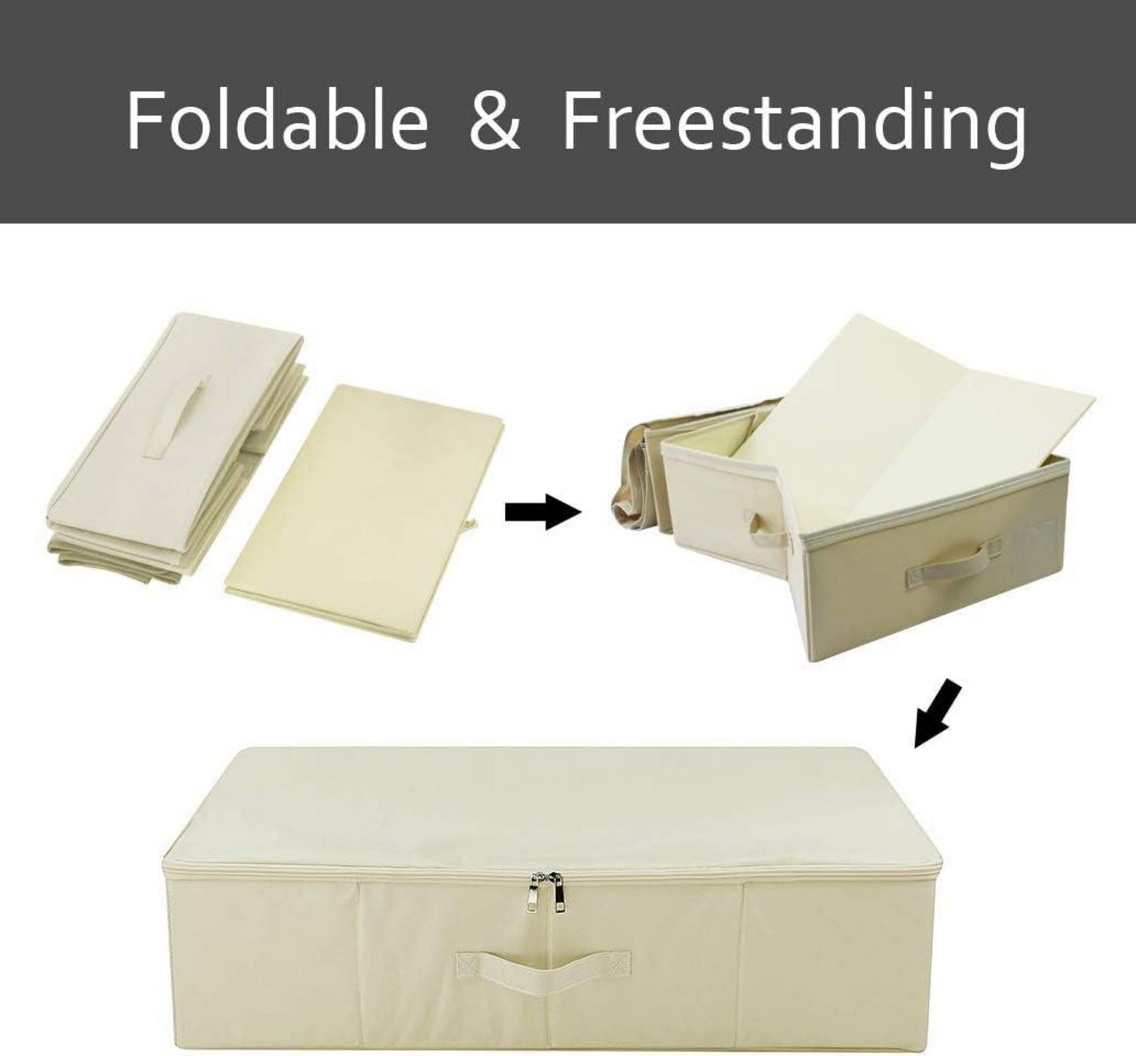IKEA Style Stoff Unterbett Aufbewahrungsbox Organizer Beige 70x40x18 cm