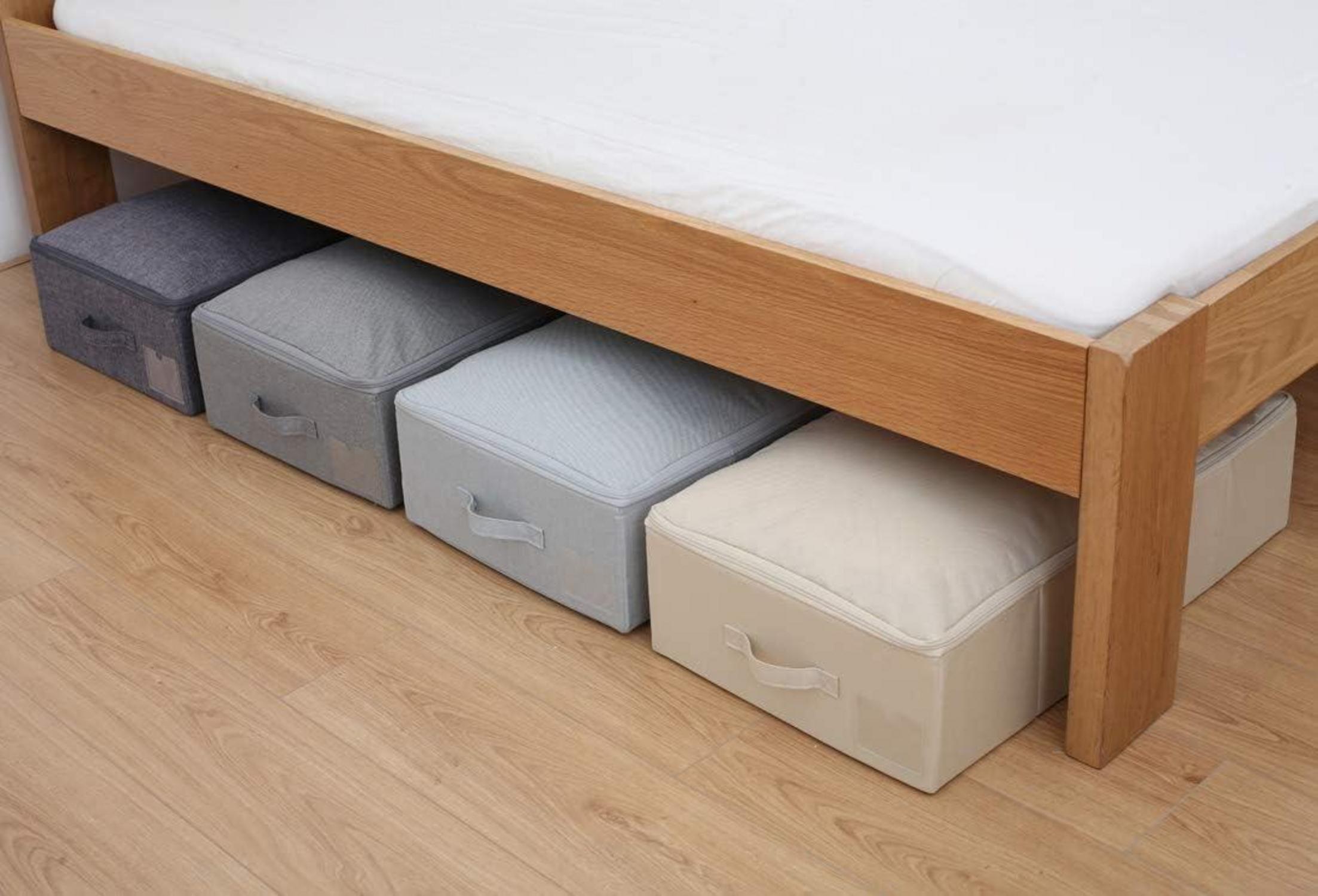 Unterbett Aufbewahrungsbox Organizer mit Deckel Falten Beige 70x40x18