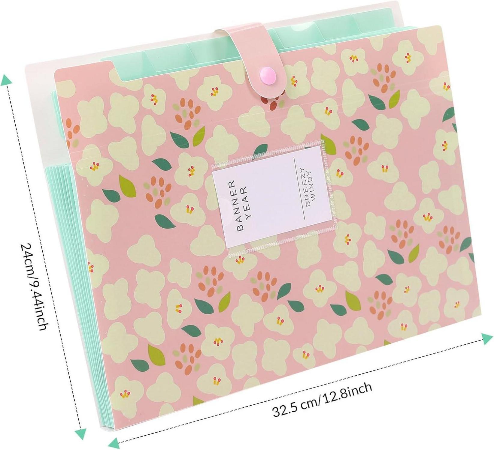 A4 Fächermappe Dokumentenmappe Tasche Blumenmuster Organizer Folder Rot