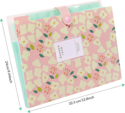 A4 Fächermappe Dokumentenmappe Tasche Blumenmuster Organizer Folder Rot