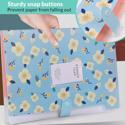 Fächermappe A4 Dokumentenmappe 8 Tasche PP Floral Akkordeon Organizer
