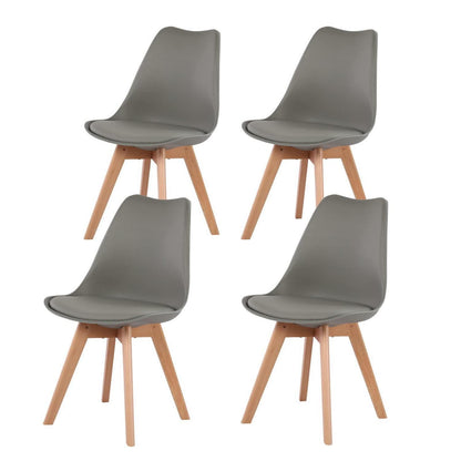 Gepolsterte Esszimmerstühle Grau 4er Set Holzbeine Retro