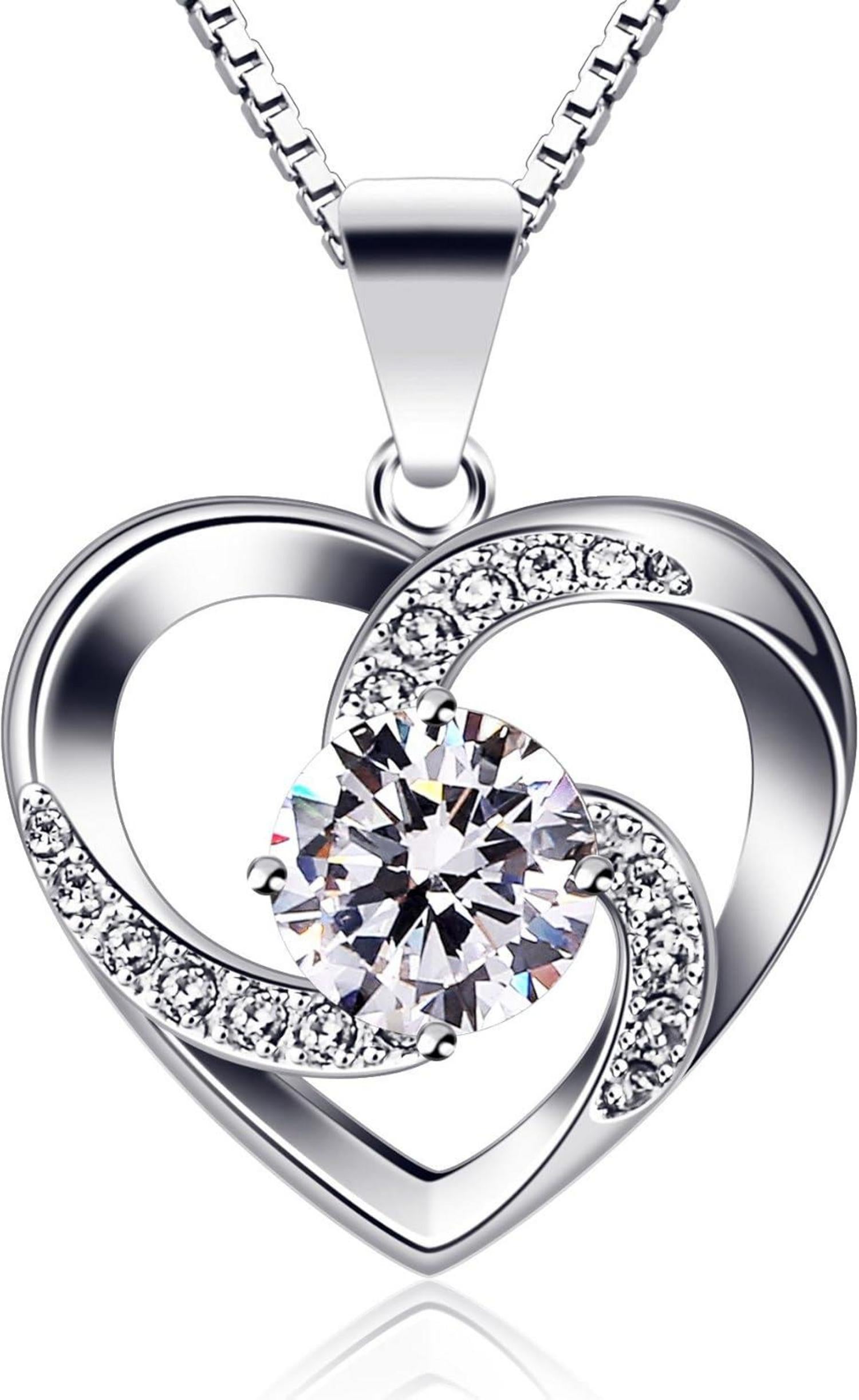 Herz Halskette 925 Sterling Silber Zirkonia Anhänger 45cm