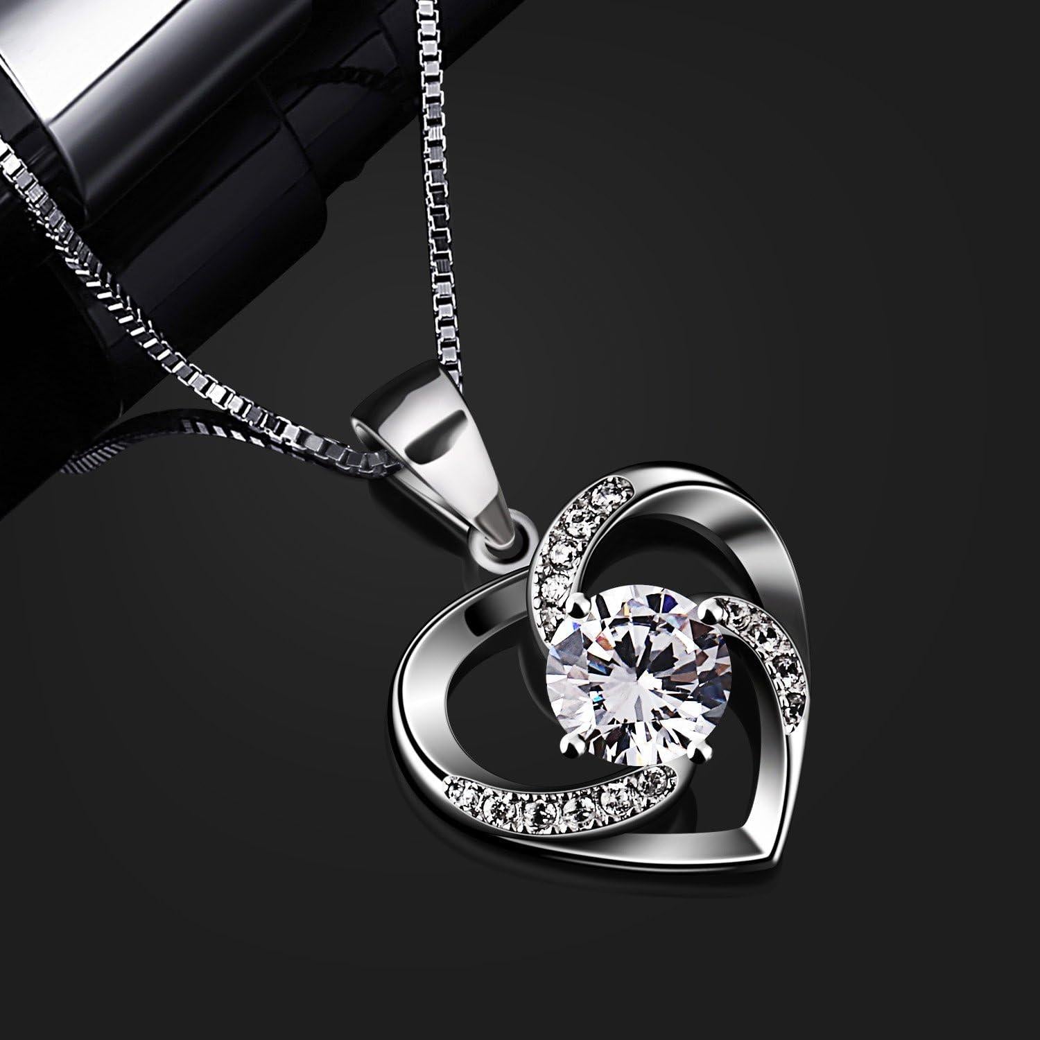 B.Catcher Herz Kette Damen 925 Sterling Silber Zirkonia 45CM