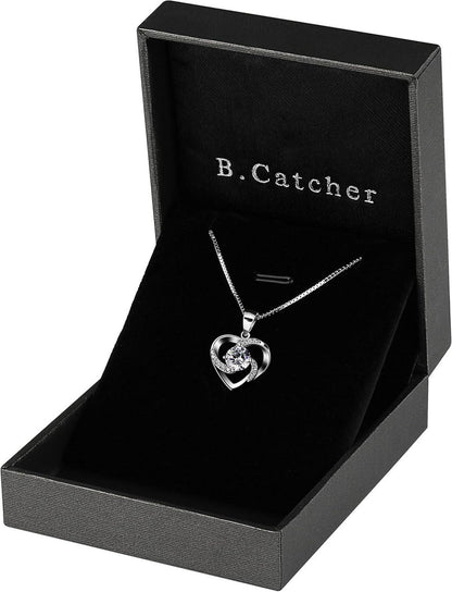 Herz Kette Damen Halskette Silber Anhänger Zirkonia 45CM