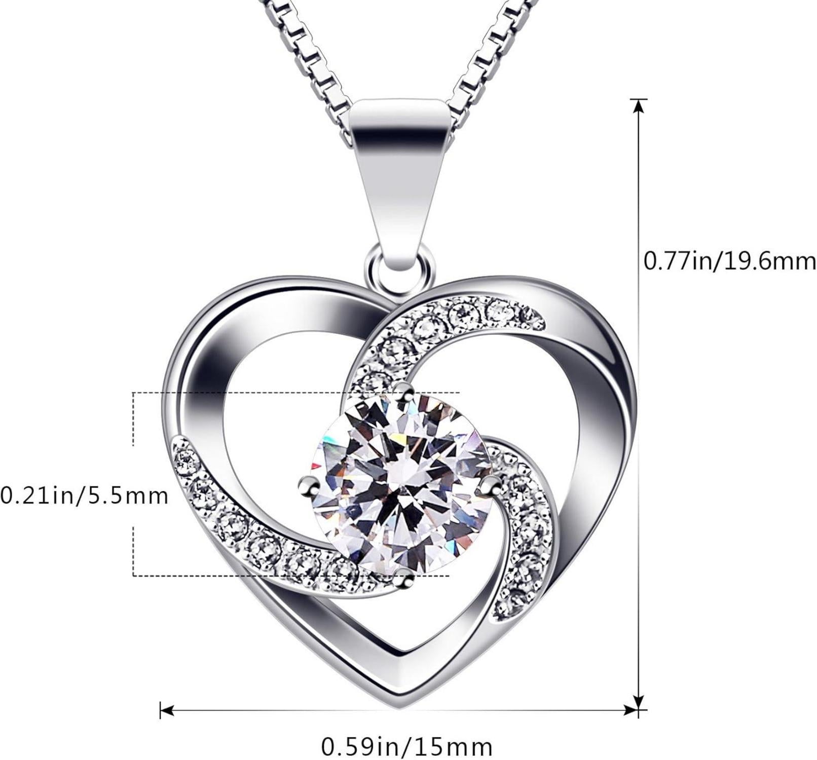 B.Catcher Damen Halskette 925 Silber Herz Anhänger Zirkonia 45cm
