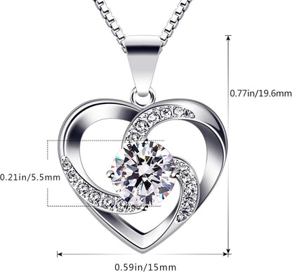B.Catcher Damen Halskette 925 Silber Herz Anhänger Zirkonia 45cm