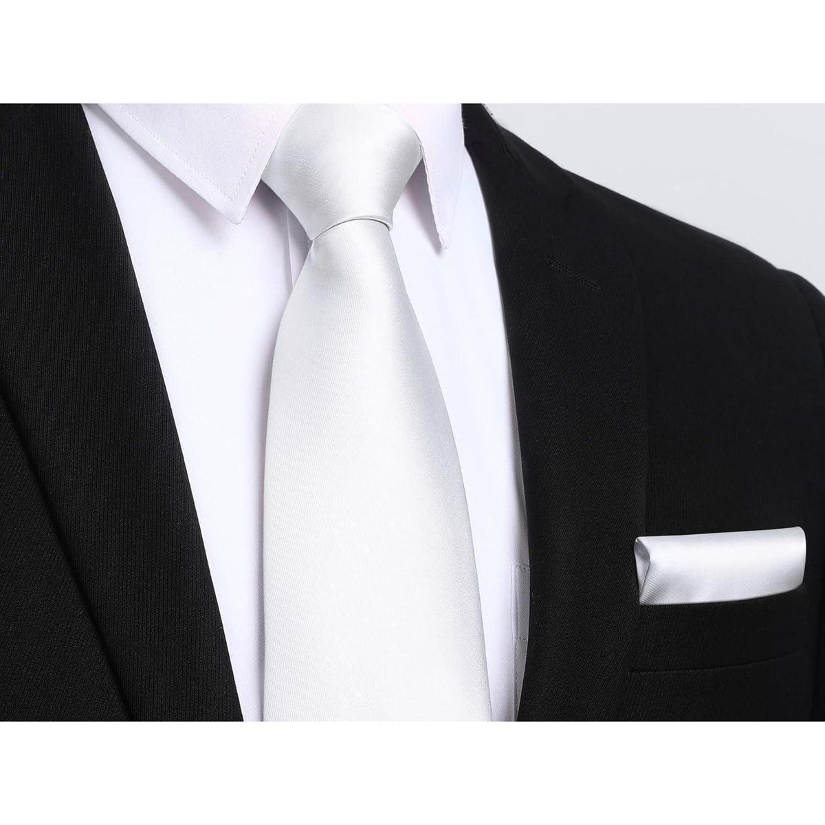 Herren Krawatten- und Einstecktuch-Set, einfarbig, für Hochzeiten & Partys