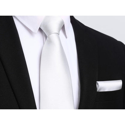Herren Krawatten- und Einstecktuch-Set, einfarbig, für Hochzeiten & Partys