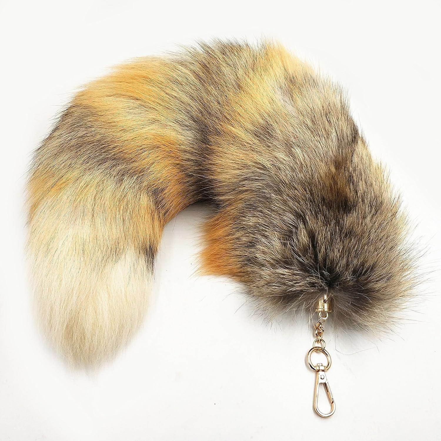 Fuchsschwanz Kunstfell Schlüsselanhänger Prärie Antenne 40cm
